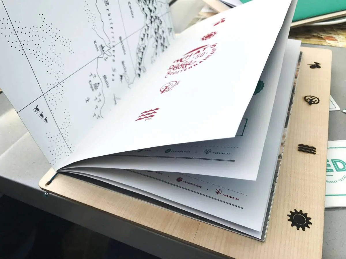 Illustrated menu interior