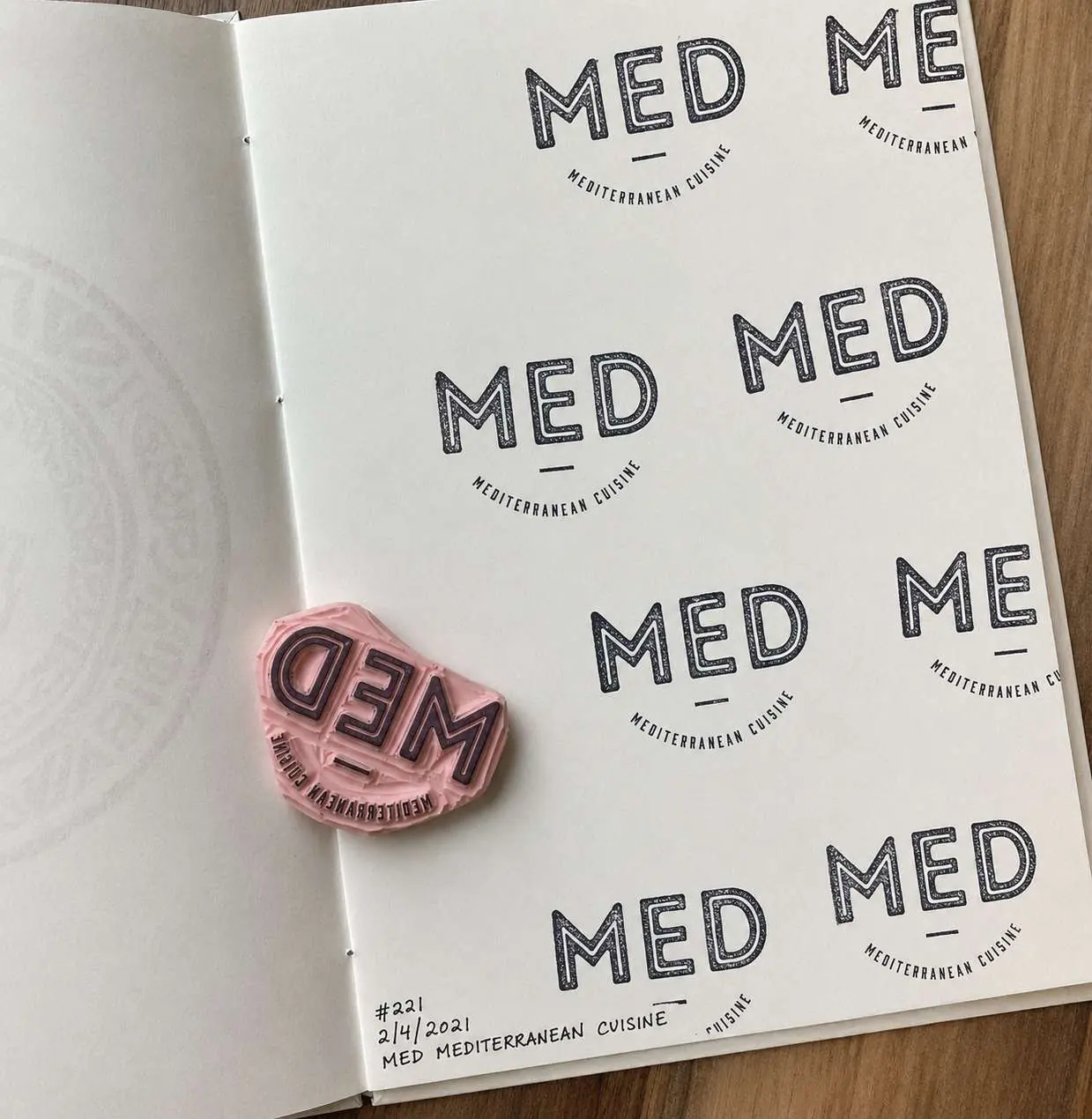 Hand carved stamp and notebook impressions